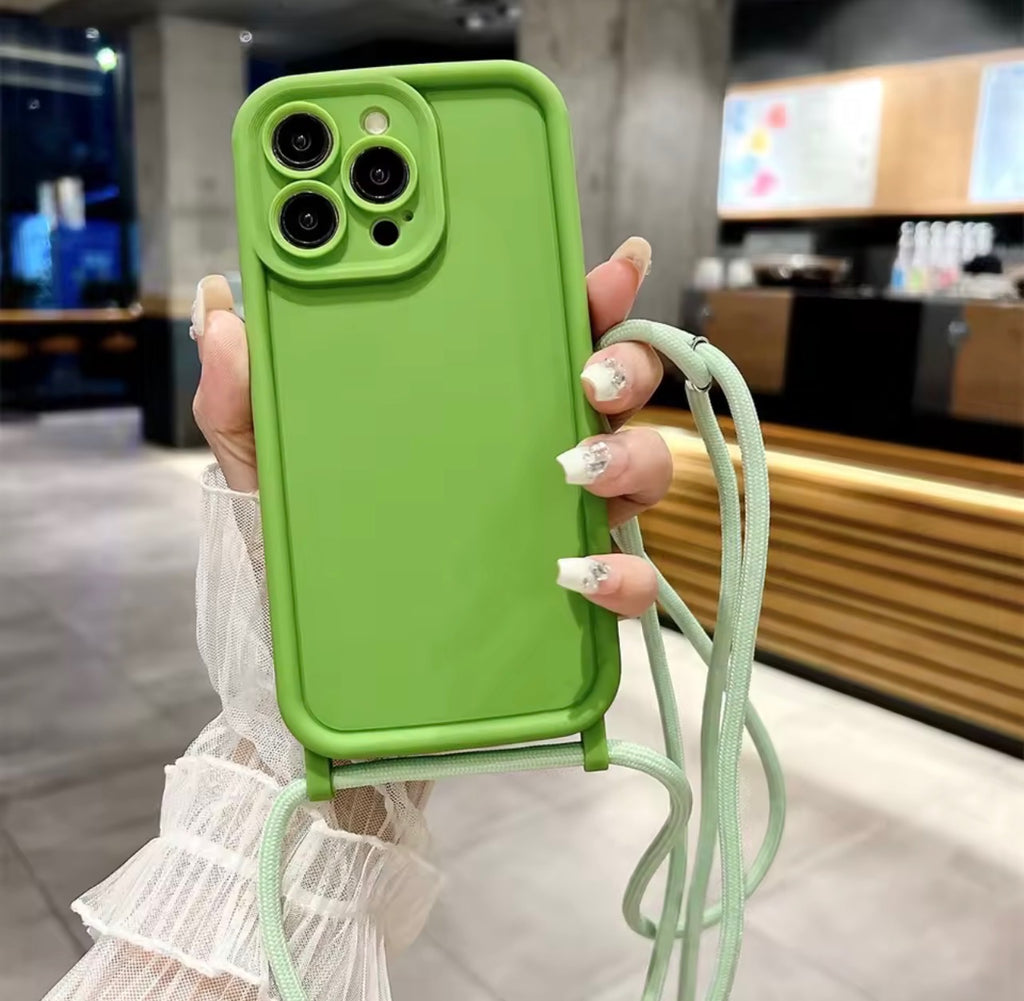 Phone case with crossbody adjustable lanyard strap rope