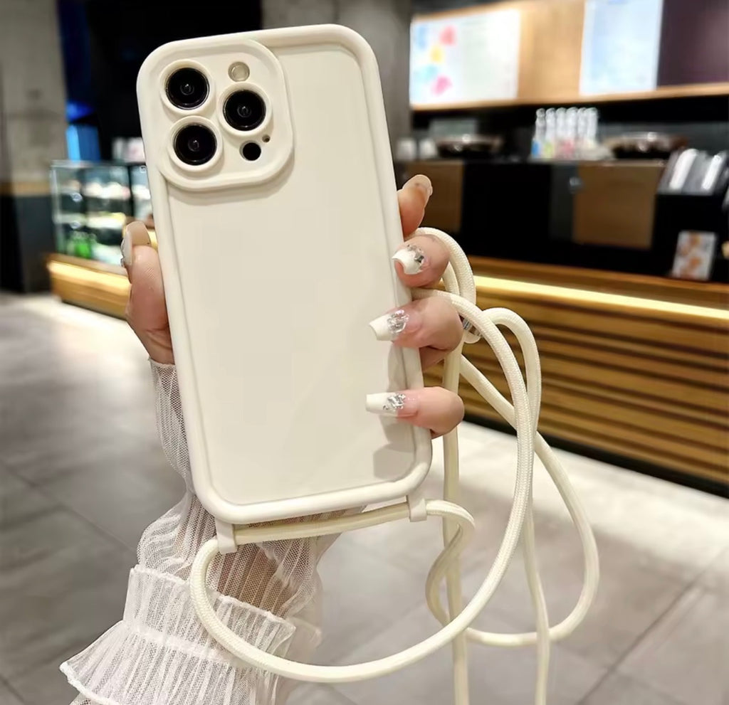 Phone case with crossbody adjustable lanyard strap rope